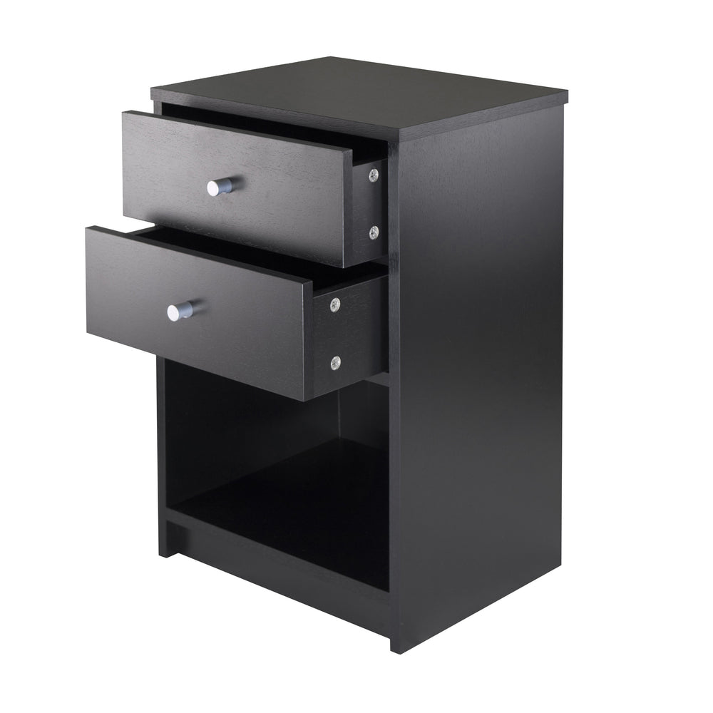 Winsome Wood Ava Accent Table With 2 Drawers & Open Shelf - Stylish Black Nightstand For Living Room Or Bedroom Black Composite Wood 20936-winsome-wood