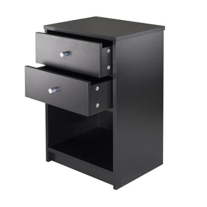 Winsome Wood Ava Accent Table With 2 Drawers & Open Shelf - Stylish Black Nightstand For Living Room Or Bedroom Black Composite Wood 20936-winsome-wood