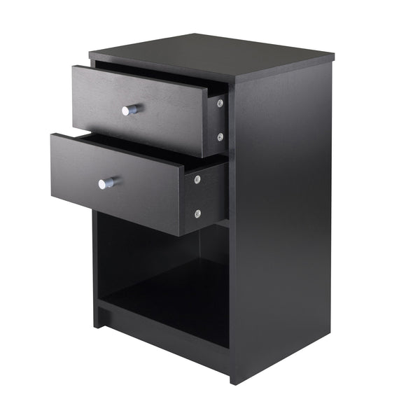 Winsome Wood Ava Accent Table With 2 Drawers & Open Shelf - Stylish Black Nightstand For Living Room Or Bedroom Black Composite Wood 20936-winsome-wood