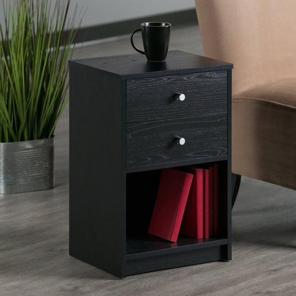 Winsome Wood Ava Accent Table With 2 Drawers & Open Shelf - Stylish Black Nightstand For Living Room Or Bedroom Black Composite Wood 20936-winsome-wood