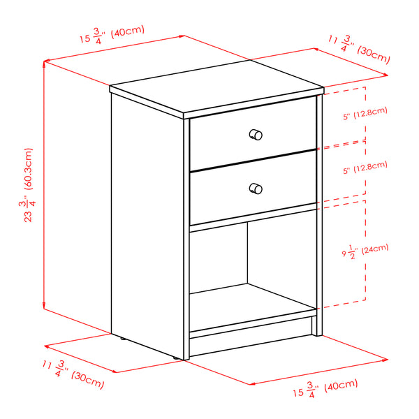Winsome Wood Ava Accent Table With 2 Drawers & Open Shelf - Stylish Black Nightstand For Living Room Or Bedroom Black Composite Wood 20936-winsome-wood