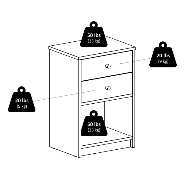 Winsome Wood Ava Accent Table With 2 Drawers & Open Shelf - Stylish Black Nightstand For Living Room Or Bedroom Black Composite Wood 20936-winsome-wood