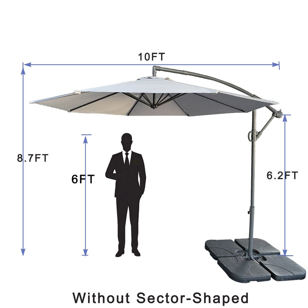English Elm Without Base 10ft Cantilever Patio Umbrella Uv Resistant Aluminum Frame Pool Deck Garden Grey W2911P277287