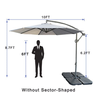 English Elm Without Base 10ft Cantilever Patio Umbrella Uv Resistant Aluminum Frame Pool Deck Garden Grey W2911P277287