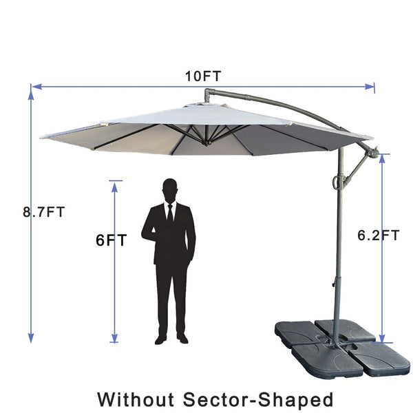 English Elm Without Base 10ft Cantilever Patio Umbrella Uv Resistant Aluminum Frame Pool Deck Garden Grey W2911P277287