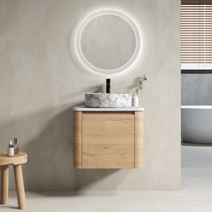 English Elm 24'' Wall-Mounted Bathroom Vanity With Ceramic Vessel Sink, Soft-Close Door & Stylish Design W999S00395