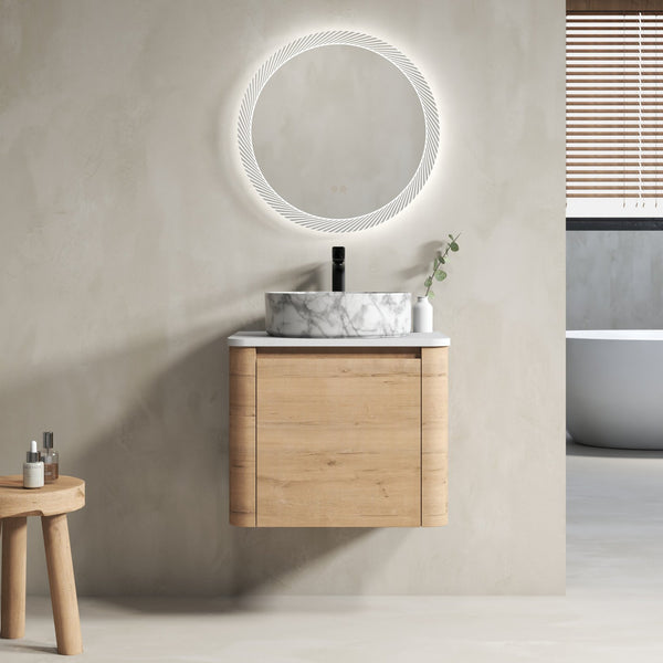 English Elm 24'' Wall-Mounted Bathroom Vanity With Ceramic Vessel Sink, Soft-Close Door & Stylish Design W999S00395