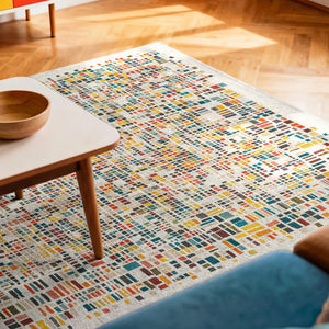 Louis de Poortere Gallery Collection Cubik Abstract Grid Area Rug for Modern Living Rooms and Office Spaces United 5'7 x 7'10 119880