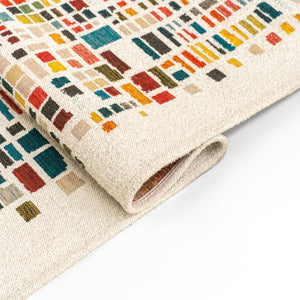 Louis de Poortere Gallery Collection Cubik Abstract Grid Area Rug for Modern Living Rooms and Office Spaces United 5'7 x 7'10 119880