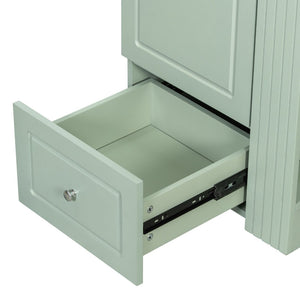 English Elm 20" Freestanding Bathroom Vanity Mdf Cabinet Ceramic Sink Open Shelves Powder Room Green N725P364210F