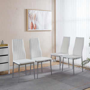 English Elm 1+4,5Pieces Contemporary 5-Piece Dining Set With Glass Top & Metal Legs – Stylish Table For 4-6 People W234S00119