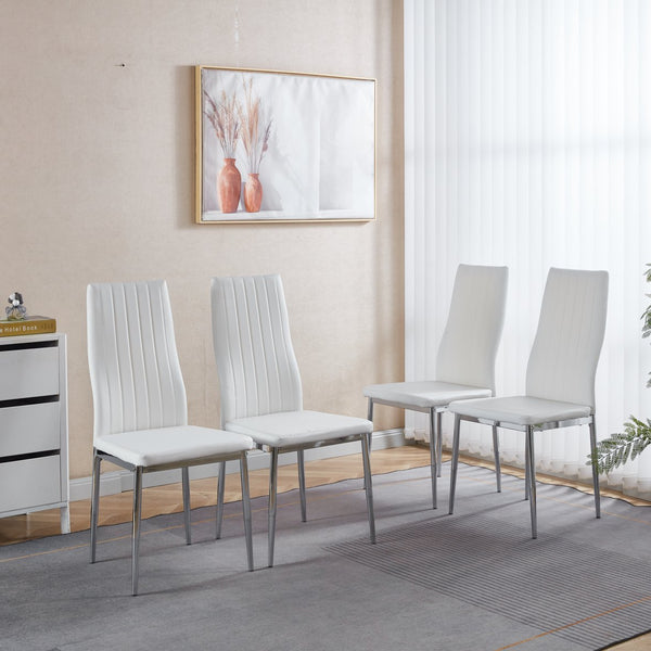 English Elm 1+4,5Pieces Contemporary 5-Piece Dining Set With Glass Top & Metal Legs – Stylish Table For 4-6 People W234S00119