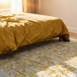 Louis de Poortere Gallery Collection Cubik Abstract Grid Area Rug for Modern Living Rooms and Office Spaces Noon 4'7 x 6'7 119888