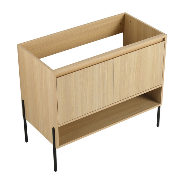English Elm 36" Freestanding Bathroom Vanity Cabinet, 2 Soft-Close Doors, KD Packing, No Sink Included, Modern Storage Solution W1972P199461