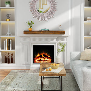 English Elm Fireplace Mantel - 74" Handcrafted Solid Pine Floating Shelf, Dark Chocolate Finish For Stylish Display T3210P391500