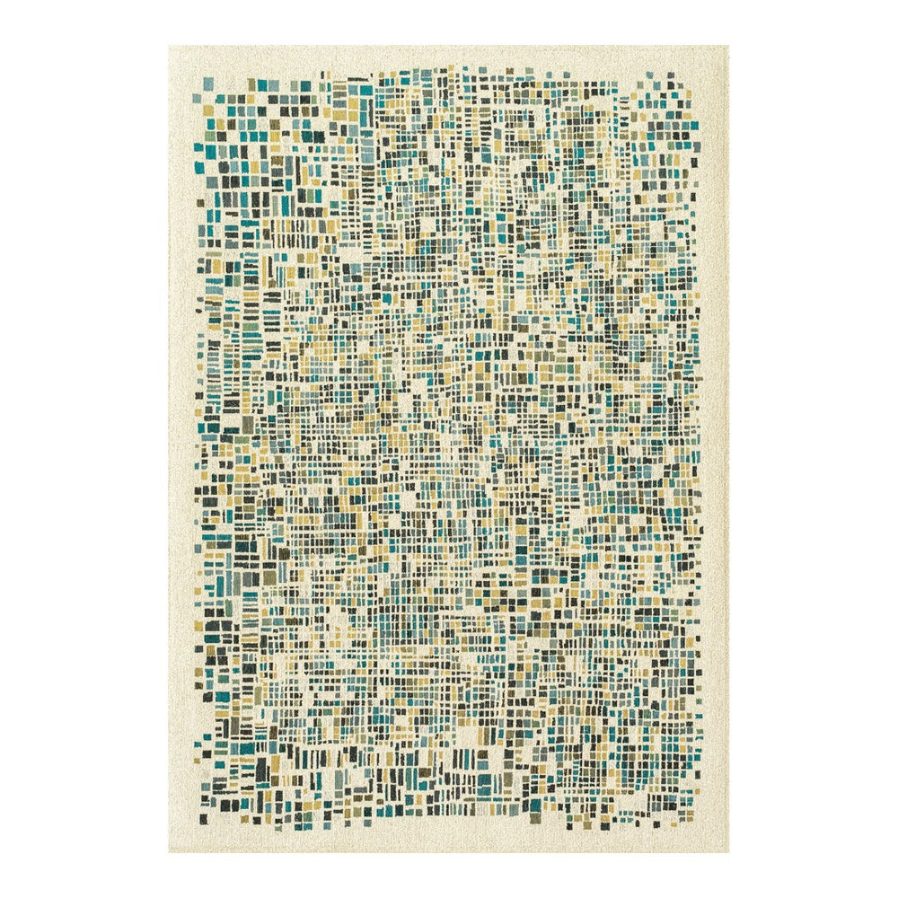 Louis de Poortere Gallery Collection Cubik Abstract Grid Area Rug for Modern Living Rooms and Office Spaces Midnight 4'7 x 6'7 119882