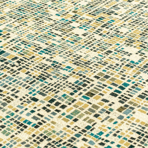 Louis de Poortere Gallery Collection Cubik Abstract Grid Area Rug for Modern Living Rooms and Office Spaces Midnight 4'7 x 6'7 119882