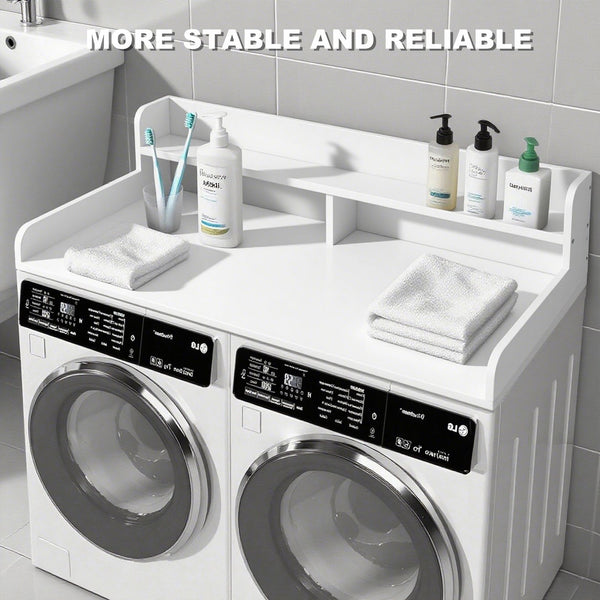 English Elm 2-Tier Washer and Dryer Countertop 54" x 27.5" Laundry Topper with 2.75" Guard – Durable Folding Station White W3101P351070