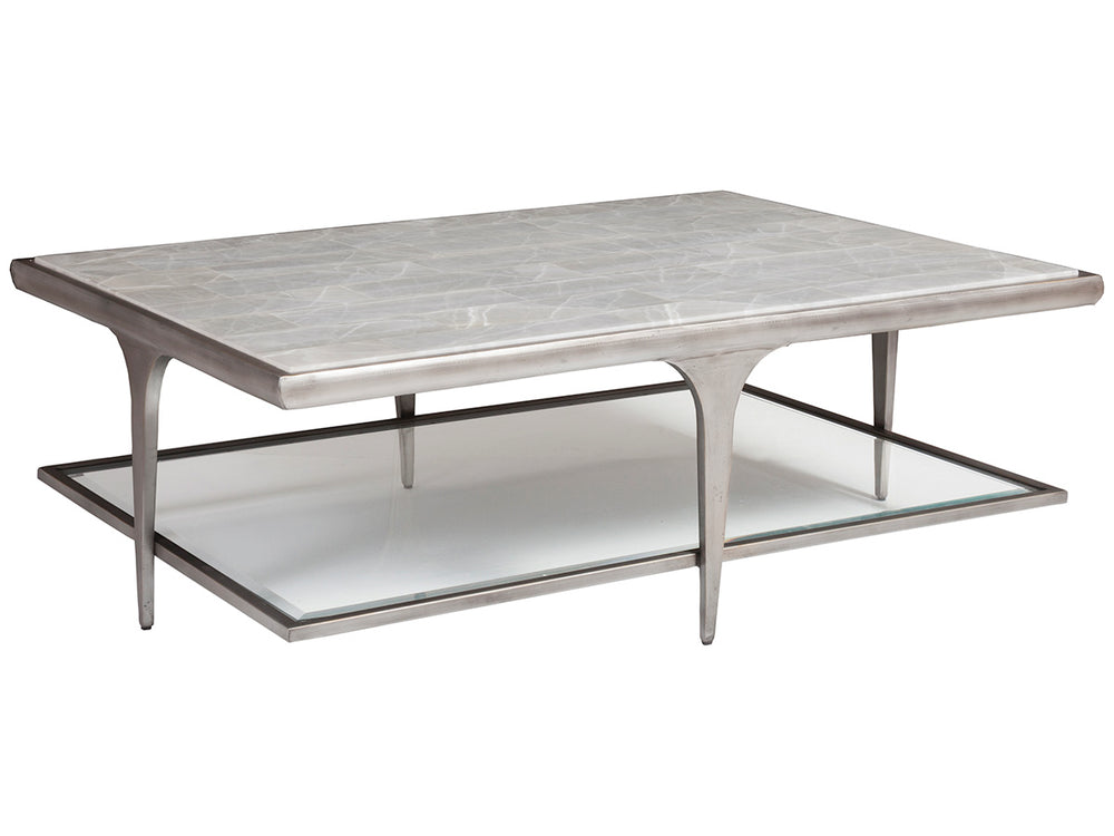 Lexington Artistica Home Zephyr Rectangular Cocktail Table With Unique Onyx Top And Elegant Iron Base For Stylish Living Spaces Gray Wood 2097-945