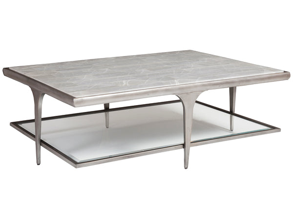 Lexington Artistica Home Zephyr Rectangular Cocktail Table With Unique Onyx Top And Elegant Iron Base For Stylish Living Spaces Gray Wood 2097-945