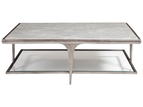 Lexington Artistica Home Zephyr Rectangular Cocktail Table With Unique Onyx Top And Elegant Iron Base For Stylish Living Spaces Gray Wood 2097-945