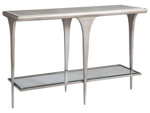 Lexington Artistica Home Zephyr Console Table - Handcrafted Iron Base With Unique White Onyx Top And Glass Shelf Design Gray Wood 2097-966