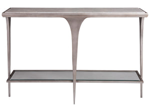 Lexington Artistica Home Zephyr Console Table - Handcrafted Iron Base With Unique White Onyx Top And Glass Shelf Design Gray Wood 2097-966
