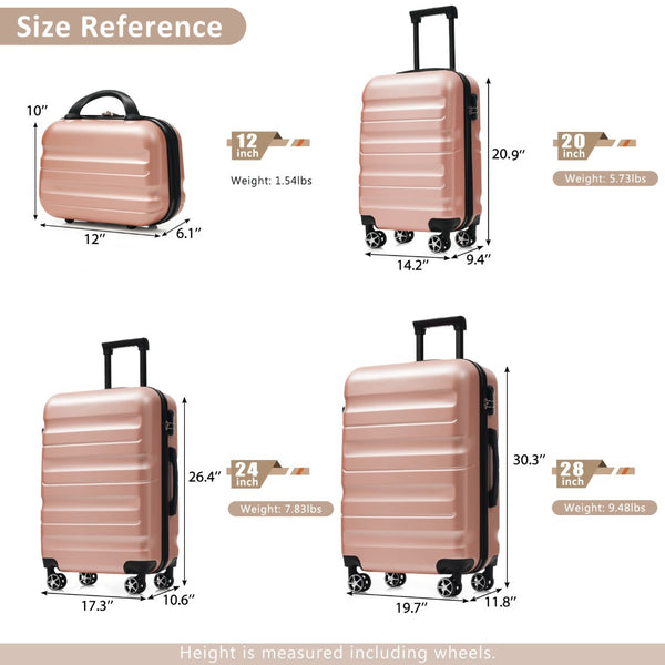 English Elm Hardshell Abs Four Piece Luggage Set with Spinner Wheels and Tsa Lock for Travel N730P368200M
