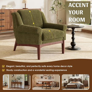 English Elm Modern Boucle Accent Chair Sculpted Flared Arms Birch Legs Mid-century Living Room N723P426251G
