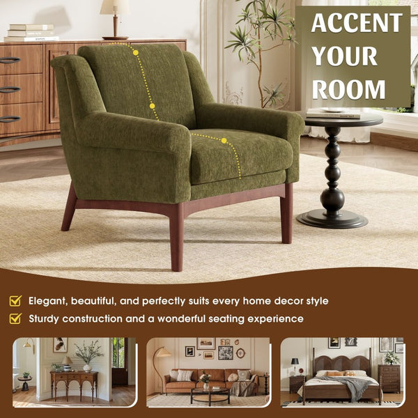 English Elm Modern Boucle Accent Chair Sculpted Flared Arms Birch Legs Mid-century Living Room N723P426251G