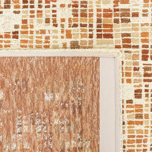 Louis de Poortere Gallery Collection Cubik Abstract Grid Area Rug for Modern Living Rooms and Office Spaces Pumpkin 4'7 x 6'7 119885