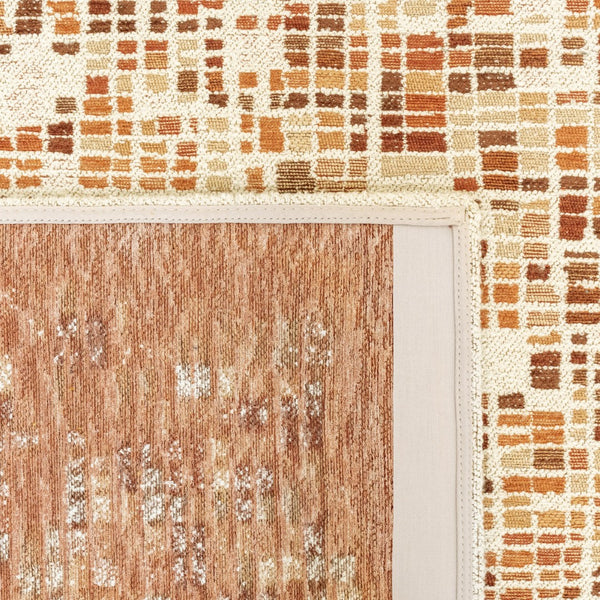 Louis de Poortere Gallery Collection Cubik Abstract Grid Area Rug for Modern Living Rooms and Office Spaces Pumpkin 4'7 x 6'7 119885