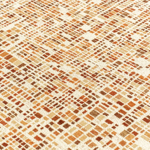 Louis de Poortere Gallery Collection Cubik Abstract Grid Area Rug for Modern Living Rooms and Office Spaces Pumpkin 4'7 x 6'7 119885