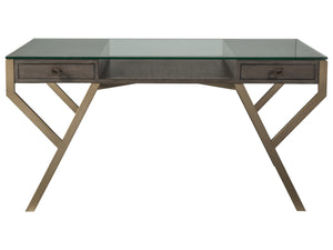 Lexington Artistica Home Interlaken Desk - Modern Mahogany Design With Glass Top & Dual Storage Drawers For Every Room Antico Wood 2099-933-39