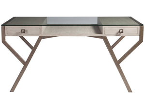 Lexington Artistica Home Interlaken Desk - Modern Mahogany Design With Glass Top & Dual Storage Drawers For Every Room Bianco Wood 2099-933-40