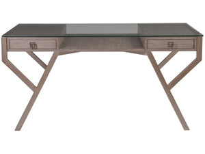 Lexington Artistica Home Interlaken Desk - Modern Mahogany Design With Glass Top & Dual Storage Drawers For Every Room Grigio Wood 2099-933-41