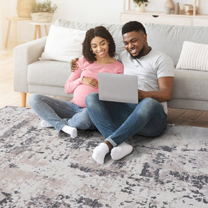 English Elm Loom Stylish 5X7 Abstract Area Rug In Cream/Brown - Non-Shedding, Stain-Resistant For All Spaces B335P289499