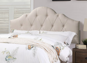 English Elm Contemporary Upholstered Queen Bed with Tufted Arched Headboard, Adjustable Height, Linen-Like Fabric Light Brown 62 L x 34 W x 7 H B011S01432