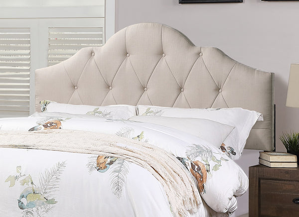English Elm Contemporary Upholstered Queen Bed with Tufted Arched Headboard, Adjustable Height, Linen-Like Fabric Light Brown 62 L x 34 W x 7 H B011S01432