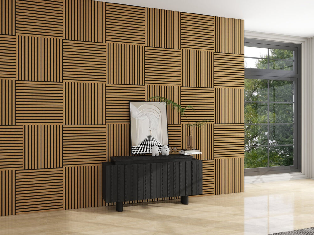 English Elm 4pcs Matte Finish Mdf Acoustic Wall Panels 3d Slat Design for Modern Home Office Walnut W3022P431999