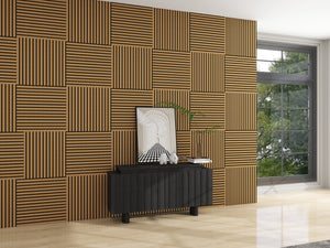 English Elm 4pcs Matte Finish Mdf Acoustic Wall Panels 3d Slat Design for Modern Home Office Walnut W3022P431999