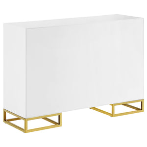 English Elm Synchrony White and Gold Art Deco 2-Door Accent Cabinet with Shelves, Metal Trim, Chic Storage B062P351428