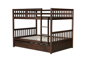 English Elm Full Over Full Bunk Bed With Twin Trundle, Ladder & Guardrails – Stylish Espresso Design & Versatile! W504S00227
