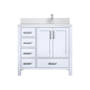English Elm White Bath Vanity With Cultured Marble Top, Soft-Close Drawers & Faucet Set For Effortless Style B2731P259024-GIGA