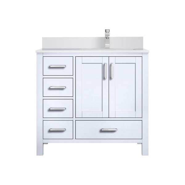 English Elm White Bath Vanity With Cultured Marble Top, Soft-Close Drawers & Faucet Set For Effortless Style B2731P259024-GIGA