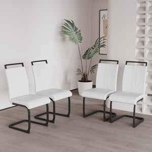 English Elm 47-63" Expandable Round Dining Set Mdf White Top Faux Leather Chairs for 6 White W3732S00065