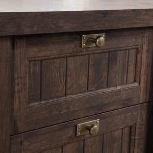English Elm Executive Desk - Warm Brown Finish With Ample Storage, Cable Management & Durable Design For Home Office B356P402585