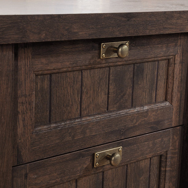 English Elm Executive Desk - Warm Brown Finish With Ample Storage, Cable Management & Durable Design For Home Office B356P402585