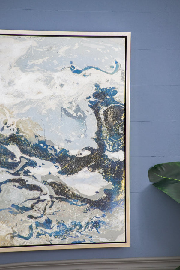 English Elm 47.2X35.4" Cerulean Seas Hand-Painted Wall Art - Stunning Ocean-Inspired Décor For Any Room W2078P313339