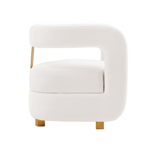 English Elm Amirah Velvet Lounge Chair White — Luxurious Velvet, Brushed Gold Legs, Pine Frame, 440 lb Capacity, Ready-Use B365P397990